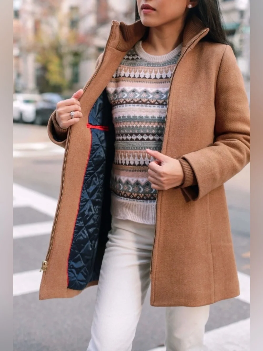 J.Crew Lodge Coat in Italian Stadium-Cloth Wool Heather Acorn 00 XS Camel Brown